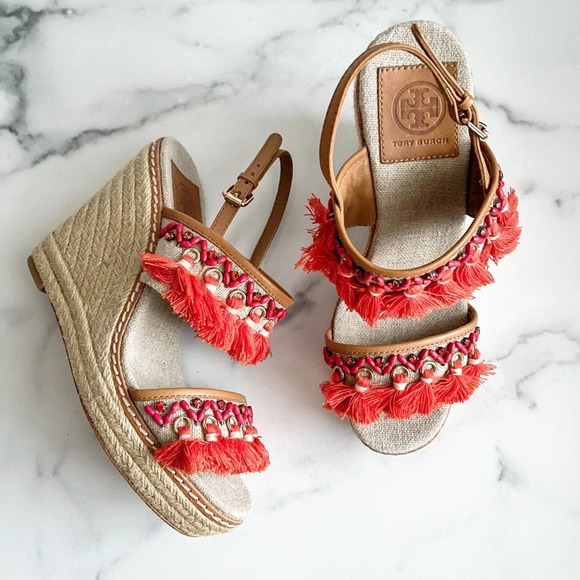 Tory Burch Shoes - Tory Burch Niyah Espadrille Wedges Sandal Orange